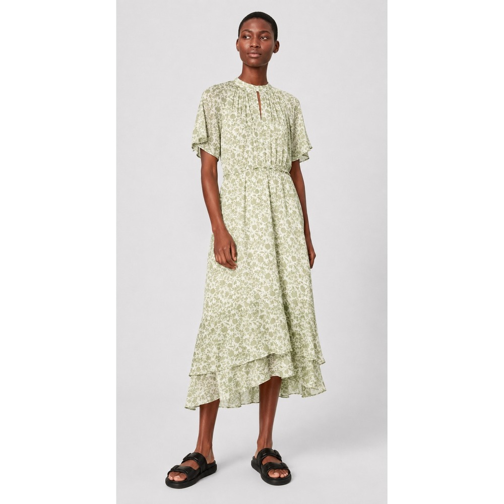 Me + Em Green Floral Midi Dress Size UK 12/US 8